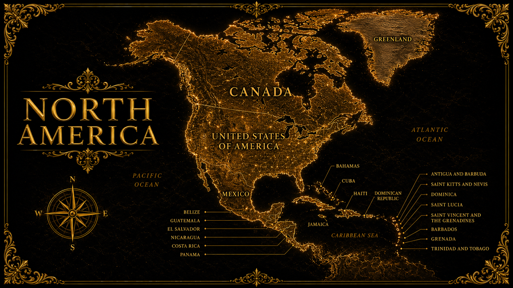 Severní Amerika map